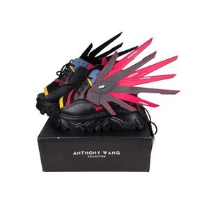 Anthony Wang Gooseberry 01 Gundam Wing Black Platform Wedge Sneakers US W 8.5